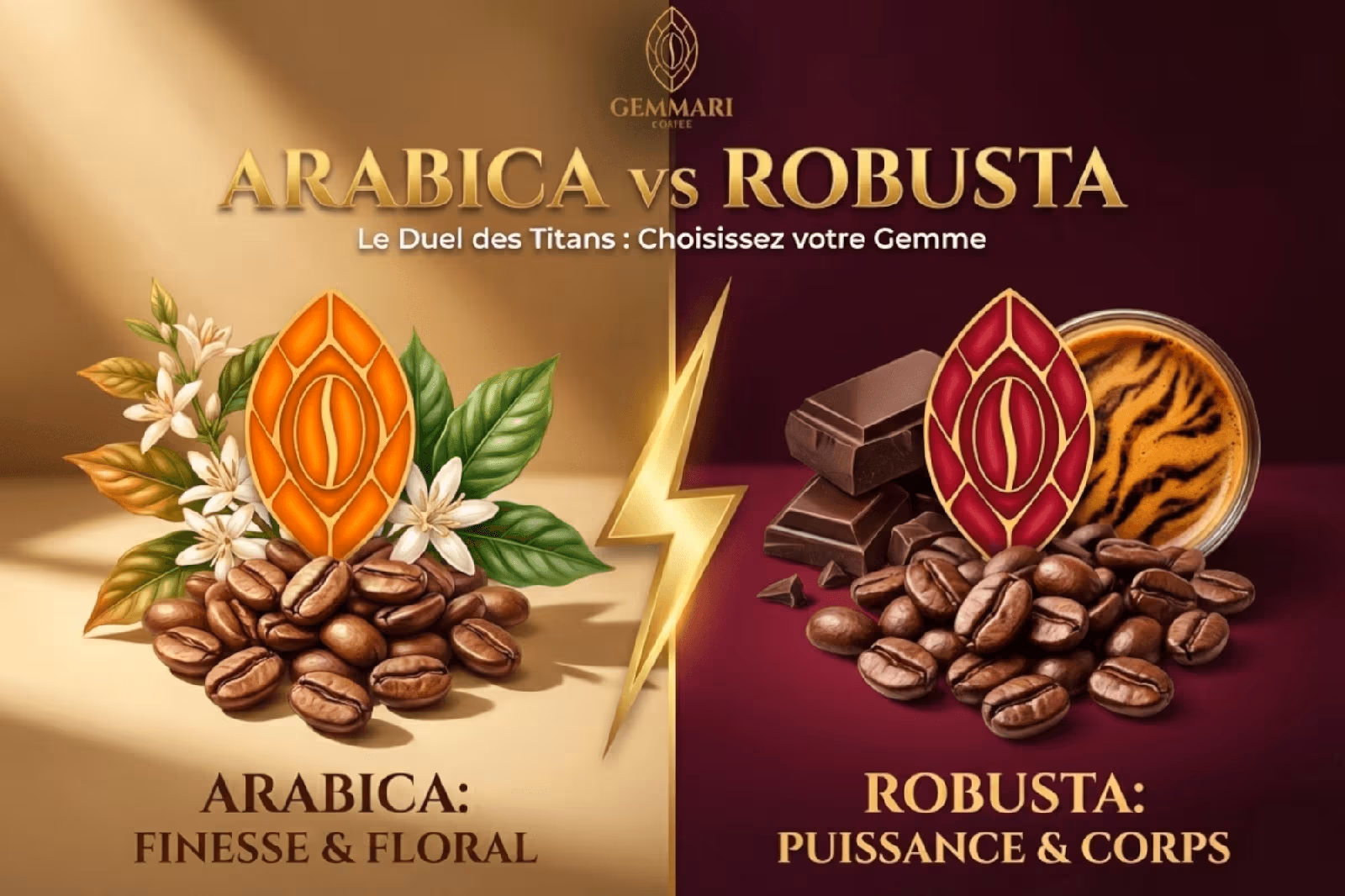 Comparaison entre grains d’Arabica et de Robusta pour choisir son profil de café